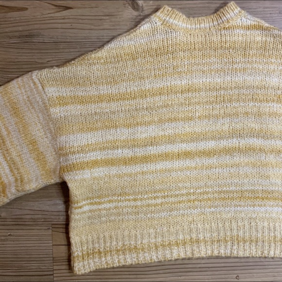 SOLD Puff Sleeve Yellow Striped Sweater - Picture 4 of 4